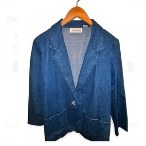 Lisa Josephs”Oversized”Vintage Denim Blazer Jacket Relaxed Fit Single Button